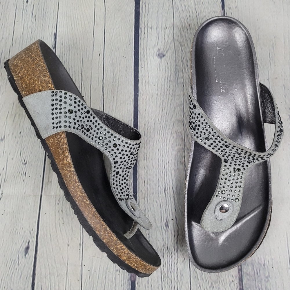 MODA BELLA | thong flipflop cork low wedge sandals